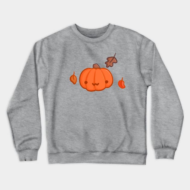 Super Cute Autumn Pumpkin - Kawaii Pumpkin Crewneck Sweatshirt by perdita00